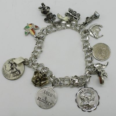 Sterling Travel Charm Bracelet, 11 Charms