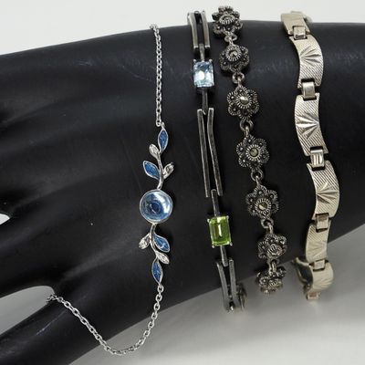 Four Sterling Gemstone Bracelets