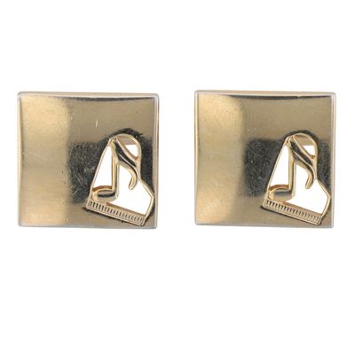Swank Gold Tone Metal Musical Note Piano Cufflinks