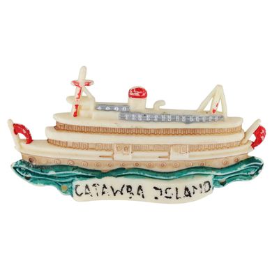 Vintage Celluloid Catawba Island Souvenir Brooch
