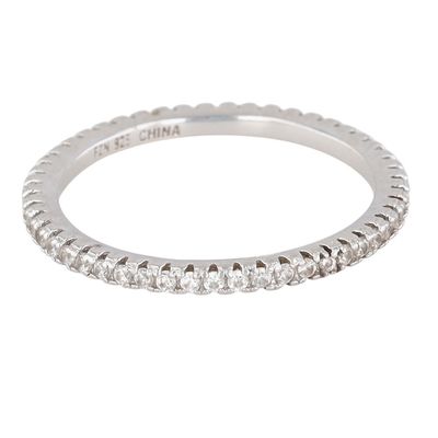 Signed Sterling Silver CZ Eternity Band Ring Size 6.25