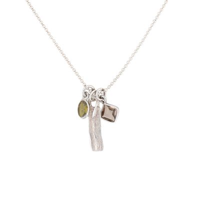 Handmade Sterling Silver Smoky Quartz Citrine Charm Necklace