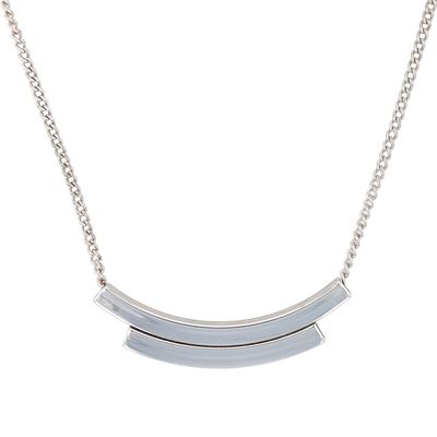 Emmons Silver Tone Double Curved Hollow Tube Slide Pendant Necklace