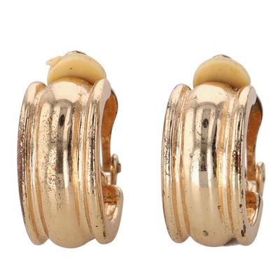 Chaps Vintage Gold Tone Hoop Earrings