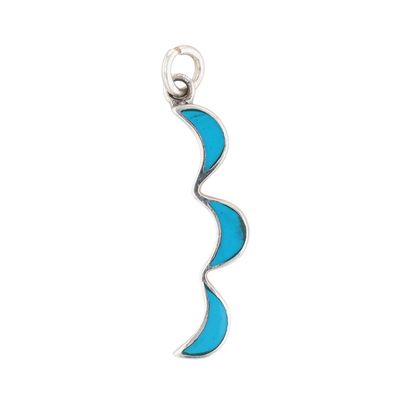 Southwest Sterling Silver Turquoise Inlay Triple Moon Pendant
