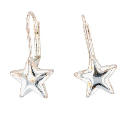 Napier Silver Tone Metal Star Drop Earrings