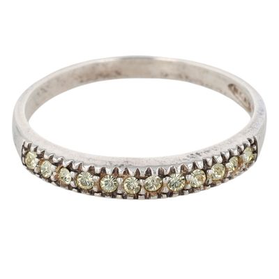 Avon Sterling Silver Yellow Rhinestone Band Ring Size 10.75