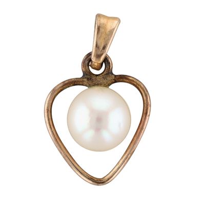 Vintage Gold Filled Pearl Dainty Heart Pendant
