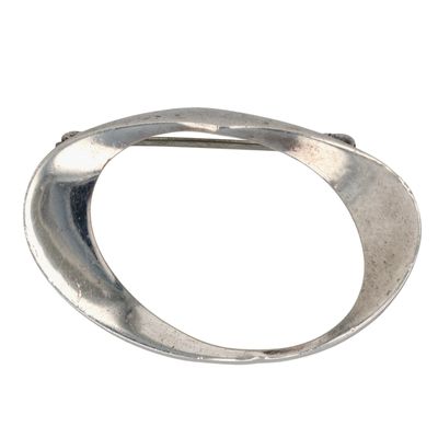 Secrest Vintage Sterling Silver Modern Oval Flare Brooch