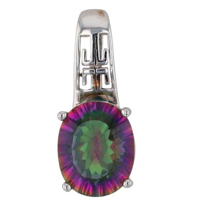 Sterling Silver Iridescent Crystal Cut Out Slide Pendant
