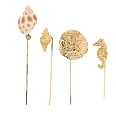 Gold Tone Shell Under The Sea Stick Pins Lot