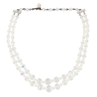 Laguna Silver Tone Aurora Borealis Double Strand Necklace