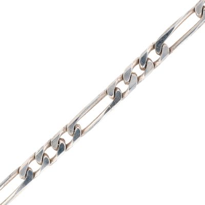 Italy Sterling Silver Figaro Chain Necklace