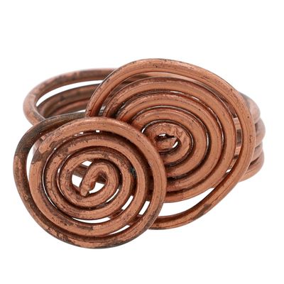 Handmade Copper Wire Wrapped Swirl Ring Size 4.5