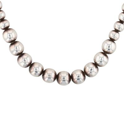 Italy Sterling Silver Graduated Bead Necklace