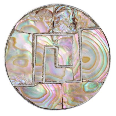 Signed Taxco Mexico Sterling Silver Abalone Inlay Swirl Brooch