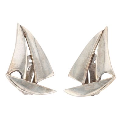 Taxco Mexico Sterling Silver Sailboat Earrings