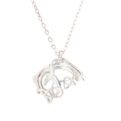 Vintage Irish Sterling Silver Salmon of Knowledge Celtic Knot Necklace