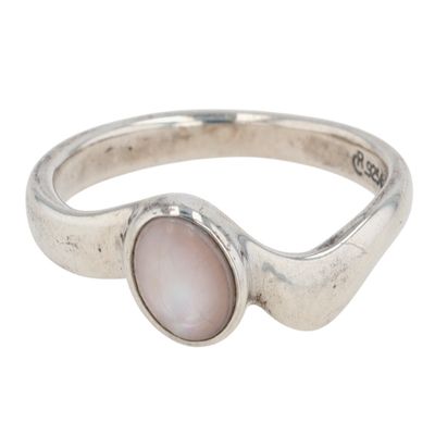 Carolyn Pollack Sterling Silver Pink Mother of Pearl Wavy Ring Size 7
