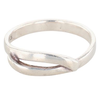Signed Sterling Silver Crossover Band Ring Size 10