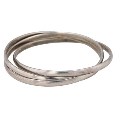 Silver Tone Infinity Intertwined Bangle Bracelets