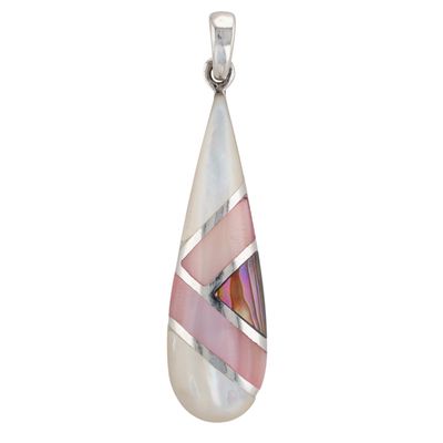 Sterling Silver Mother of Pearl Inlay Teardrop Pendant