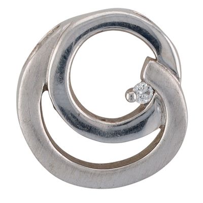 Bentelli Sterling Silver Moissanite Swirl Slide Pendant
