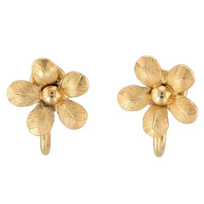 Vintage 12K Yellow Gold Filled Flower Earrings