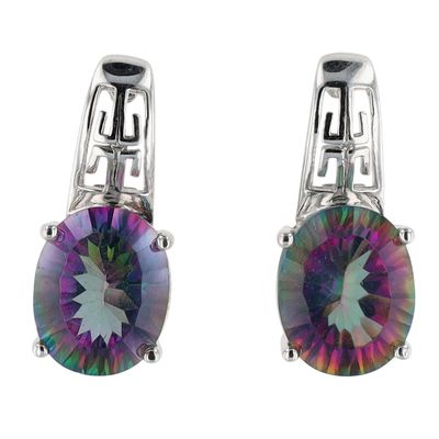 Sterling Silver Iridescent Crystal Cut Out Stud Earrings