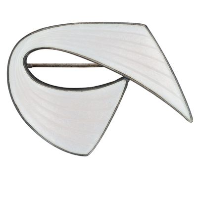 Aksel Holmsen Norway Gold Over Sterling Silver Guilloche Enamel Swoop Brooch