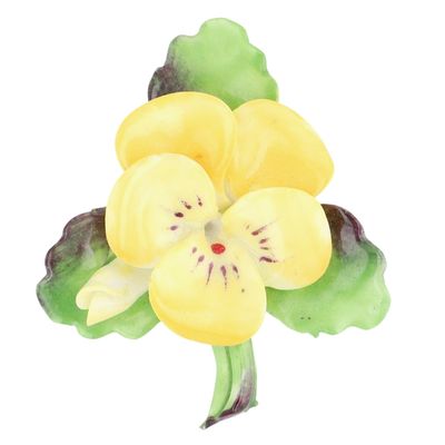 Cara Staffordshire Gold Tone Bone China Pansy Costume Brooch