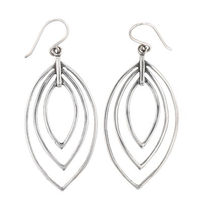 Silpada Israel Sterling Silver Triple Open Hoop Dangle Earrings