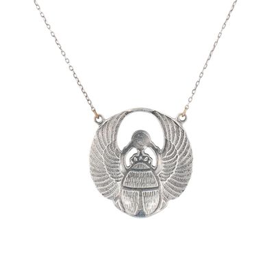 Vintage Sterling Silver Flying Scarab Beetle Necklace