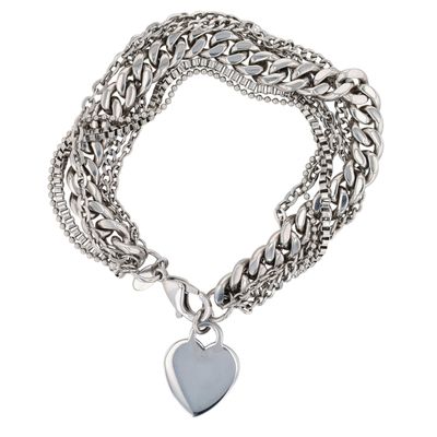 ITAOR Stainless Steel Heart Charm Multi Chain Strands Bracelet