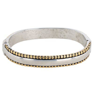 Two Tone Hinged Oval Bangle Bracelet