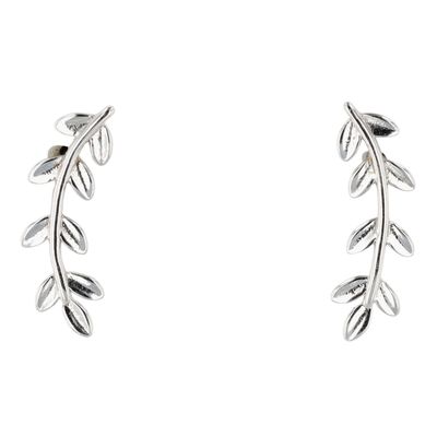 Signed Sterling Silver Vine Stud Earrings