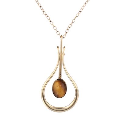 Avon Vintage Gold Filled Tigers Eye Hinged Loop Necklace