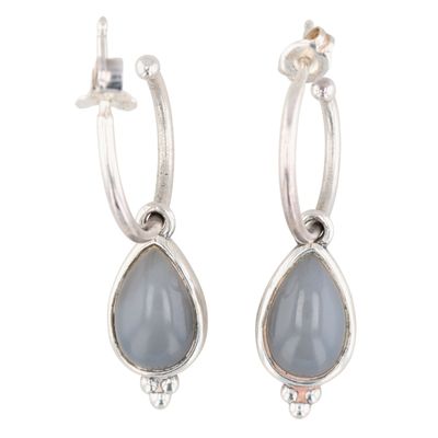 Pandora Sterling Silver Mother of Pearl Teardrop Hoop Drop Earrings