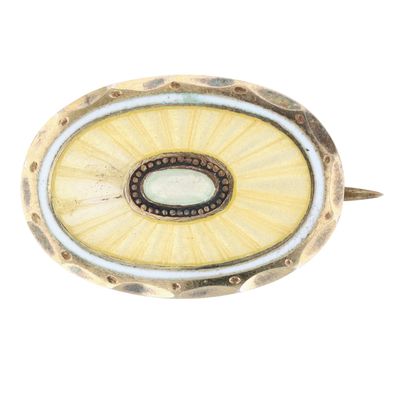 E.L. Weimann Vintage Danish Gold Over 830 Silver Guilloche Enamel Jugendstil Brooch