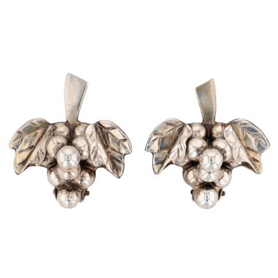 Taxco Mexico Sterling Silver Grape Cluster Earrings