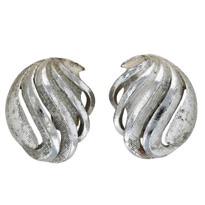 STAR Silver Tone Textured Open Scroll Earrings