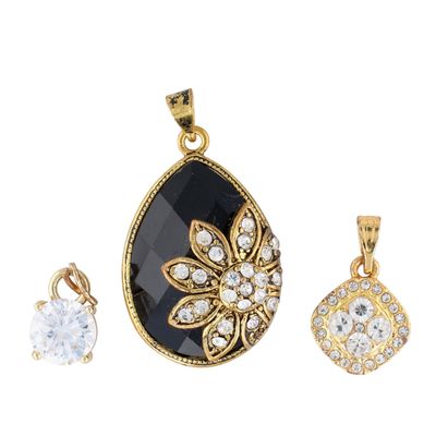 Gold Tone Metal Rhinestone Classic Pendant Lot
