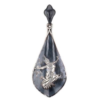 Siam Sterling Silver Niello Mekkala Goddess Pendant