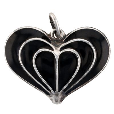 David Andersen Norway Sterling Silver Enamel Inlay Growing Heart Pendant