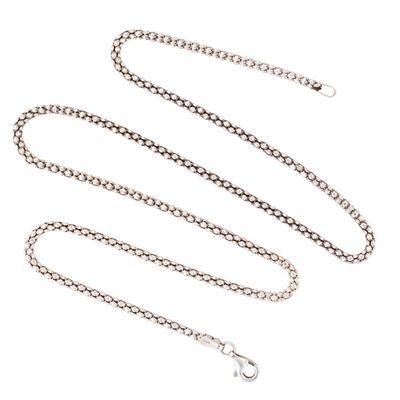 Italy Sterling Silver Popcorn Chain Necklace