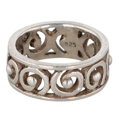 Sterling Silver Pierced Swirl Band Ring Size 5
