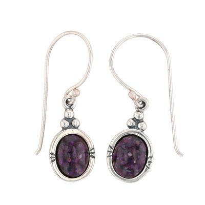 Carolyn Pollack Sterling Silver Violet Dahlia Turquoise Dangle Earrings