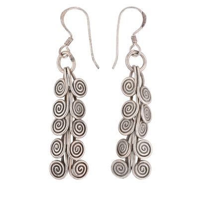 Sterling Silver Modern Articulated Swirl Dangle Earrings