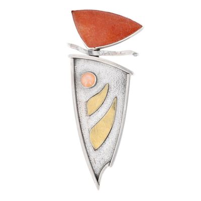 Donna McAfee 22K Yellow Gold Sterling Silver Multi Gemstone Modern Brooch