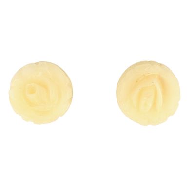 Vintage Gold Tone Carved Rose Stud Earrings